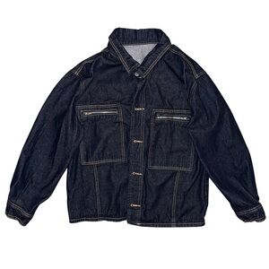 DAZY Men’s Dark Wash Denim Patched Jacket